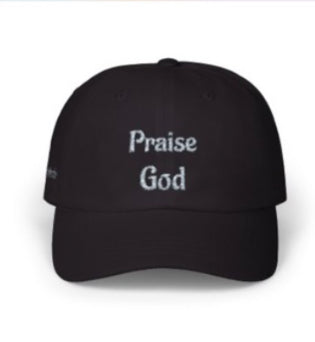 Black Baseball Cap, “Praise God” Stitch